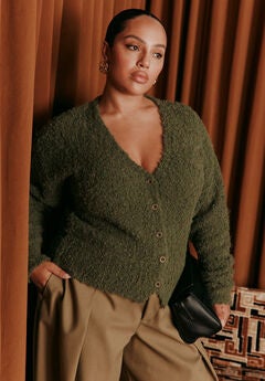 Fuzzy Bouclé Cardigan