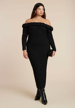 Cableknit Off Shoulder Maxi Dress