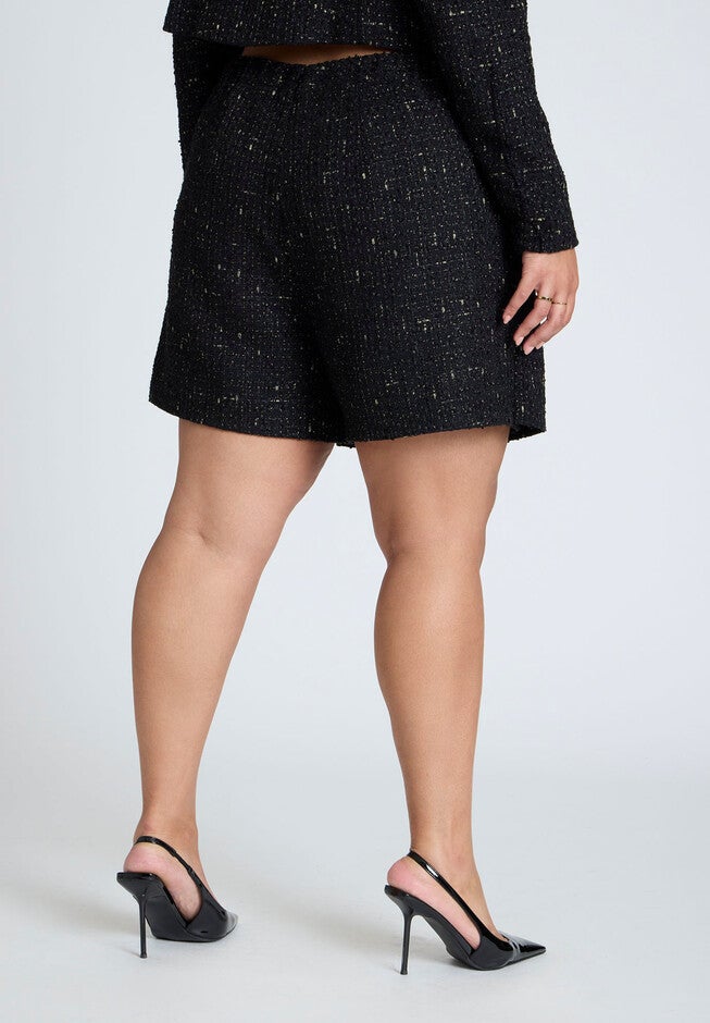Tweed Skort With Buttons, BLACK, alternate image number null