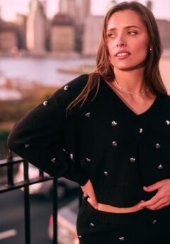 Heart Embellished Sweater