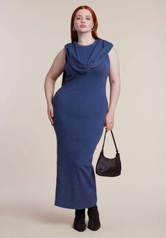 Scarf-Detail Sweater Maxi Dress