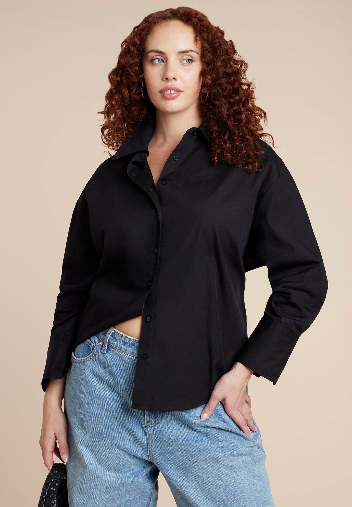 Tie Back Button Up Top, BLACK ONYX, alternate image number 2