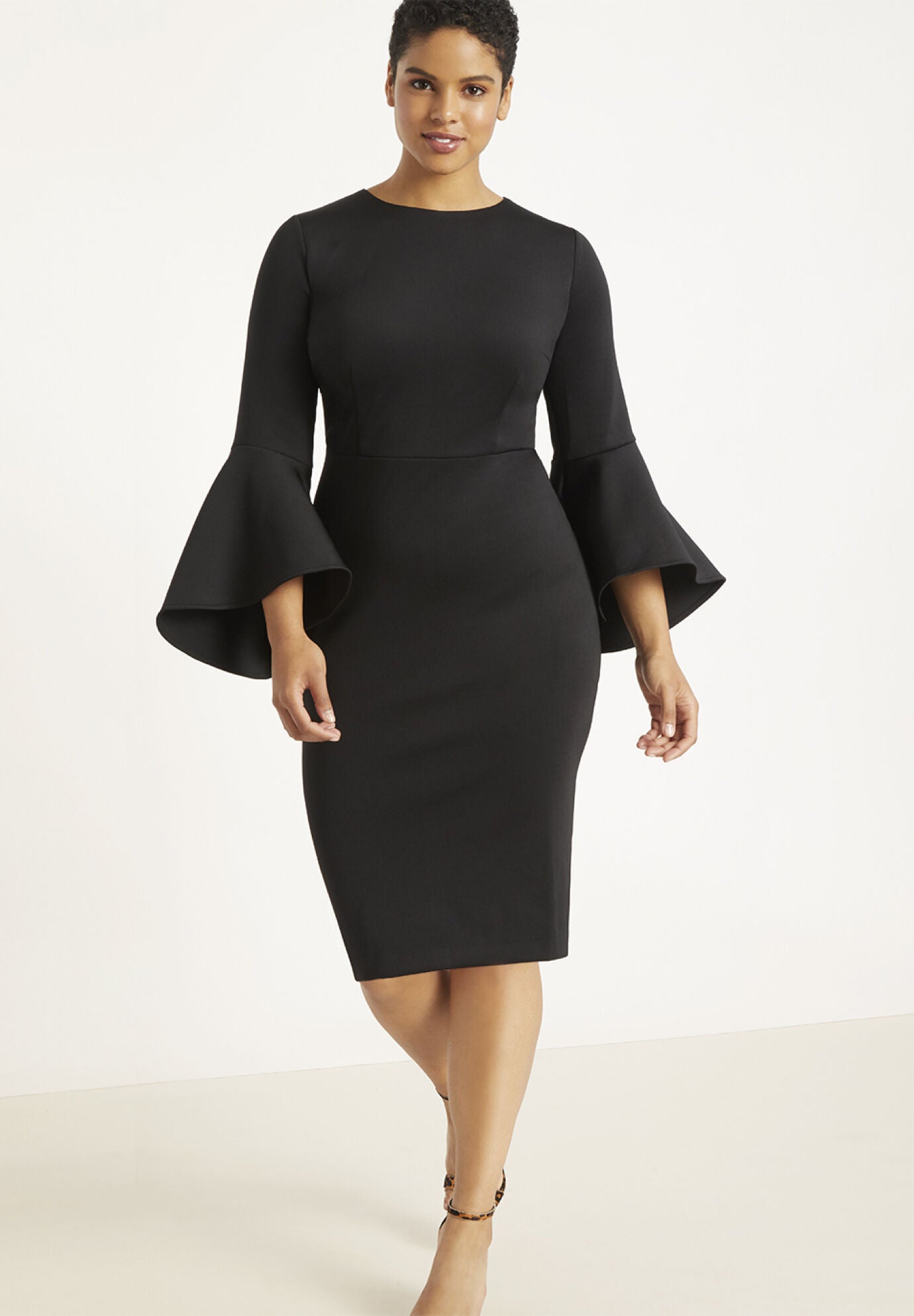 Flare Sleeve Scuba Dress﻿