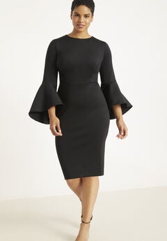 Flare Sleeve Scuba Dress