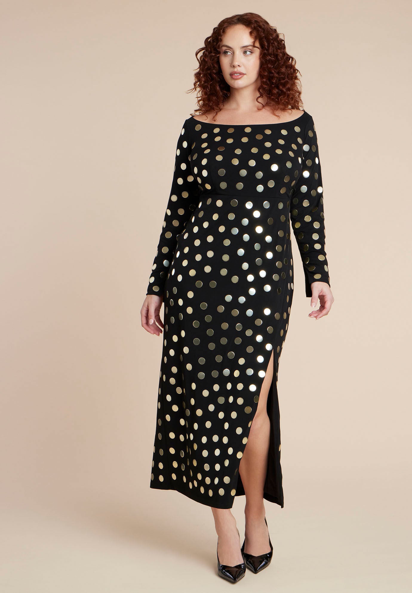  Studded Maxi Dress, BLACK ONYX, on-hover image number 1