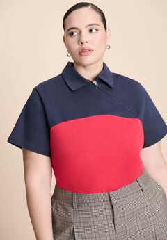 Asym Zipper Neck Polo Shirt