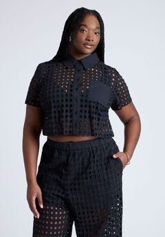 Plus Size Eyelet Top
