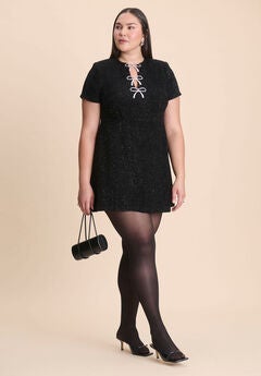 Crystal Bow Tweed Mini Dress