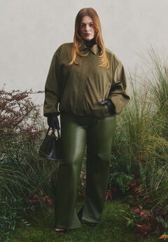 Slit Hem Faux Leather Pant