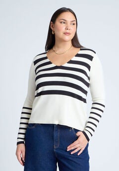 Plus Size V Neck Sweaters For Women