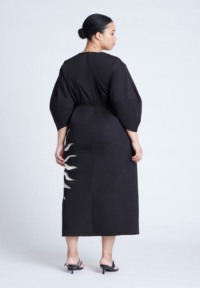 Twist Detail Printed Column Dress, BLAZING SUN, alternate image number null
