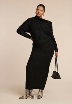 High Collar Sweater Dress