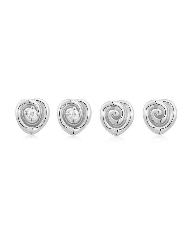 The Coquille Studs Set- Silver, SILVER, hi-res image number 0