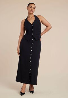 Buttoned Maxi Column Skirt