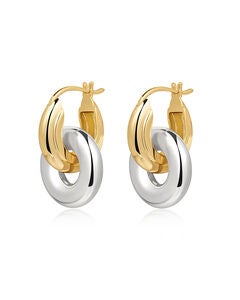 Two-Tone Interlock Hoops- Gold
