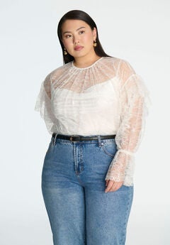 Lace Flared Sleeve Blouse