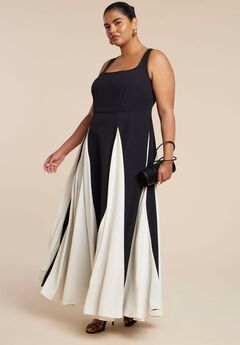 Black And White Godet Gown