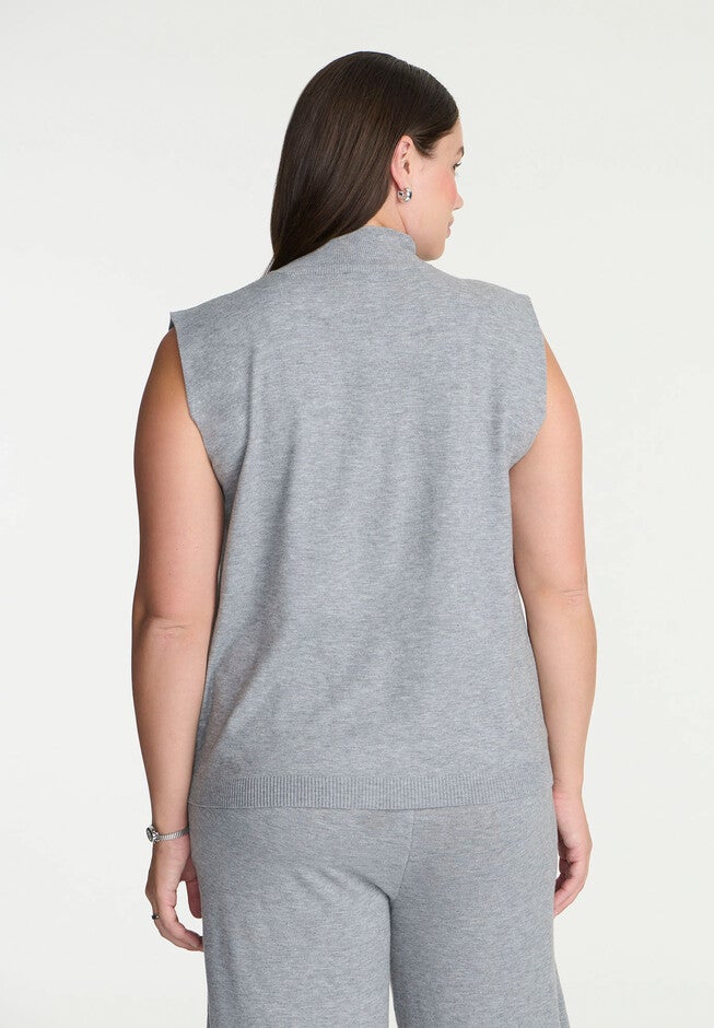 Turtleneck Sleeveless Sweater, HEATHER GREY, on-hover image number null