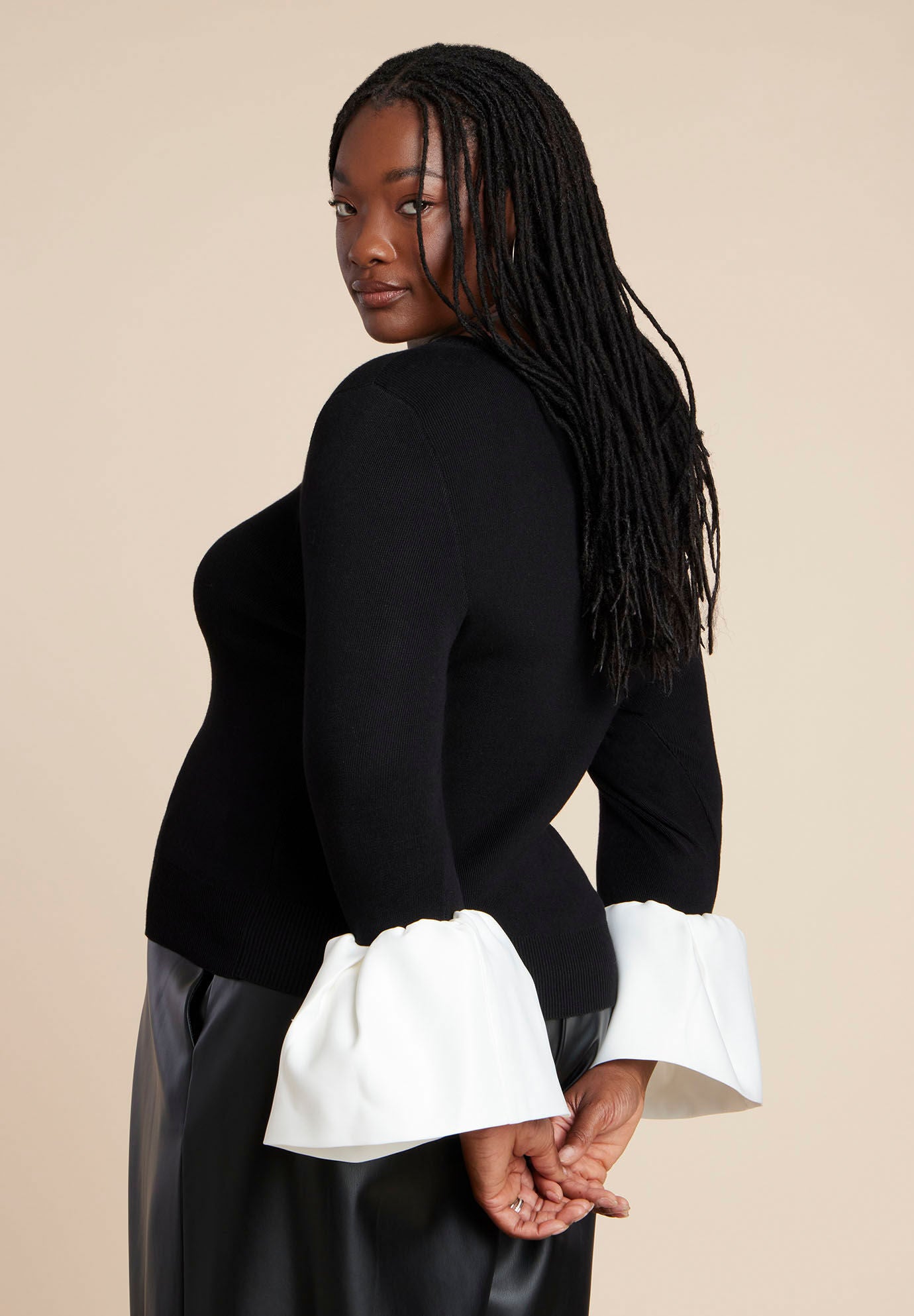  Bubble Sleeve Sweater, BLACK ONYX, on-hover image number 1
