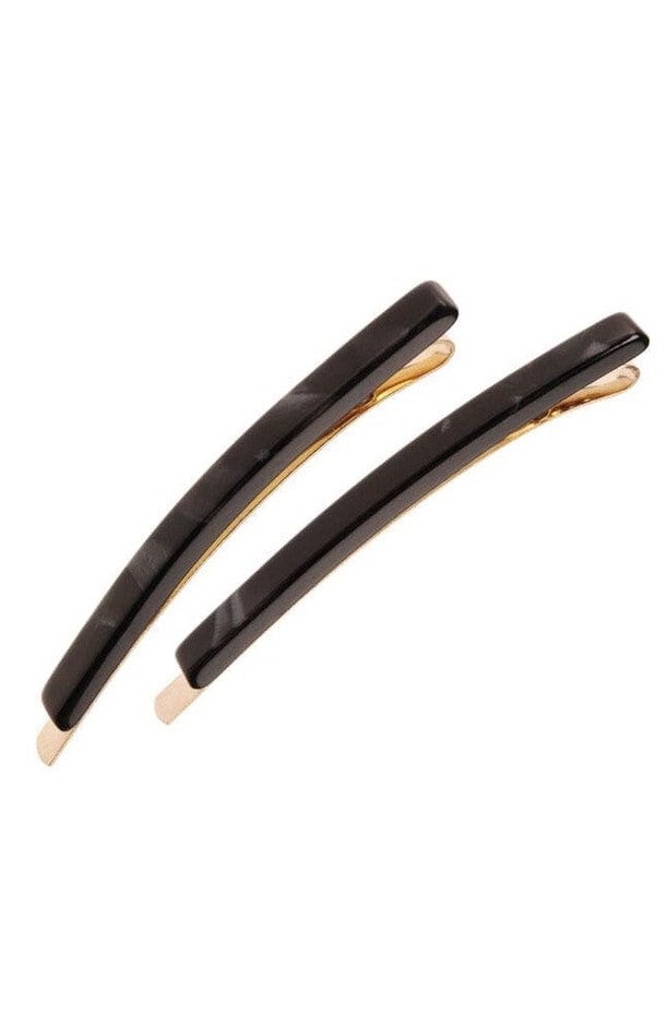 Bobby Pin Pair on Gold Wire, NACRO BLACK, hi-res image number 0