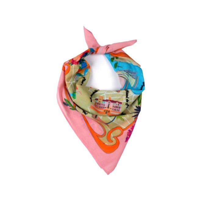 Saint Tropez Vacation Bandana - Pink Blue, PINK, alternate image number 2