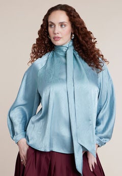 Jacquard Scarf Blouse