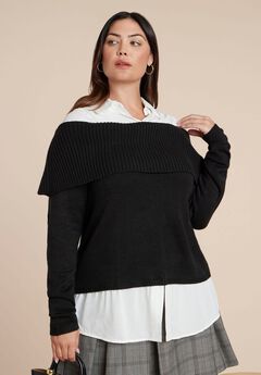 Off The Shoulder Twofer Sweater