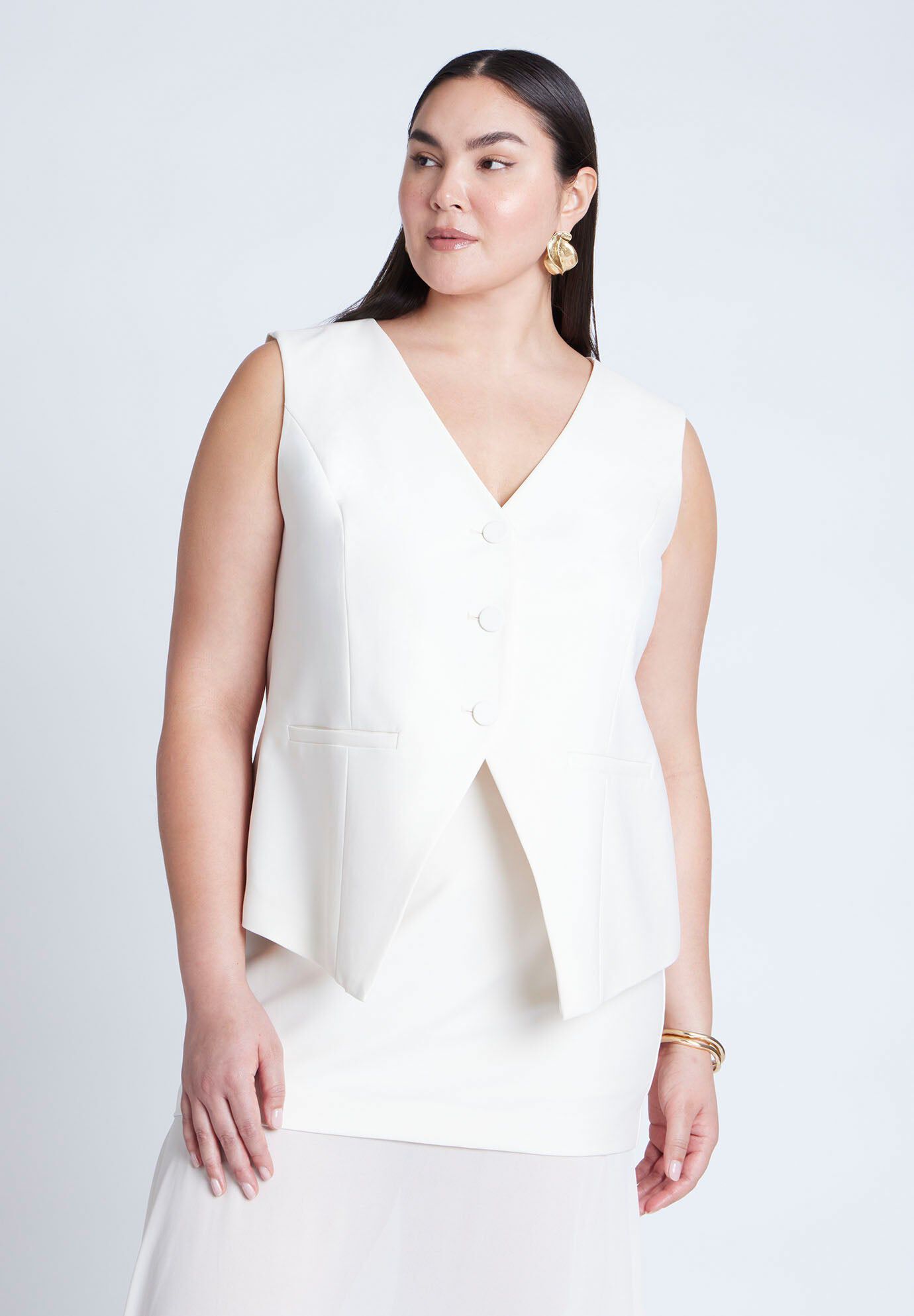 Split Hem Suiting Vest