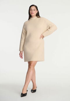 Marled Knit Mock Neck Mini Dress