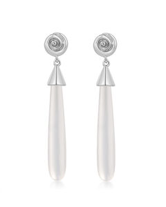 The Coquille Stone Drop Studs- Silver