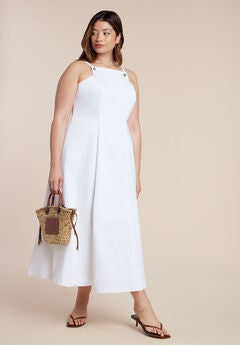 A-Line Denim Midi Dress