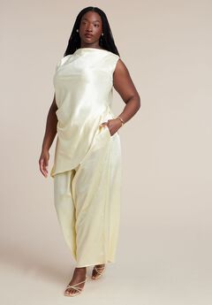 Textured Satin Wide Leg Pant