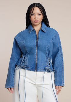 Lace Up Denim Jacket