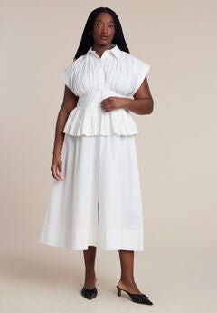 Peplum Poplin Shirt Dress