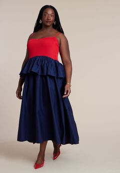 Peplum Detail Colorblocked Dress