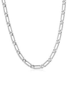 The Two-Tone Pave Link Necklace- Silver
