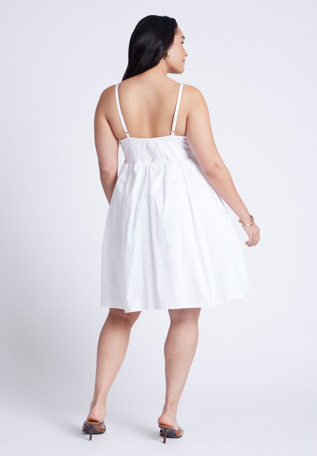Tie Bodice Flare Mini Dress, BRIGHT WHITE, alternate image number null