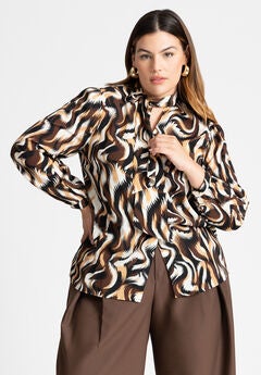 Printed Tie Neck Blouse