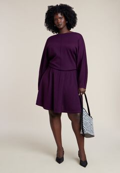 Elastic Waist Sweater Mini Dress