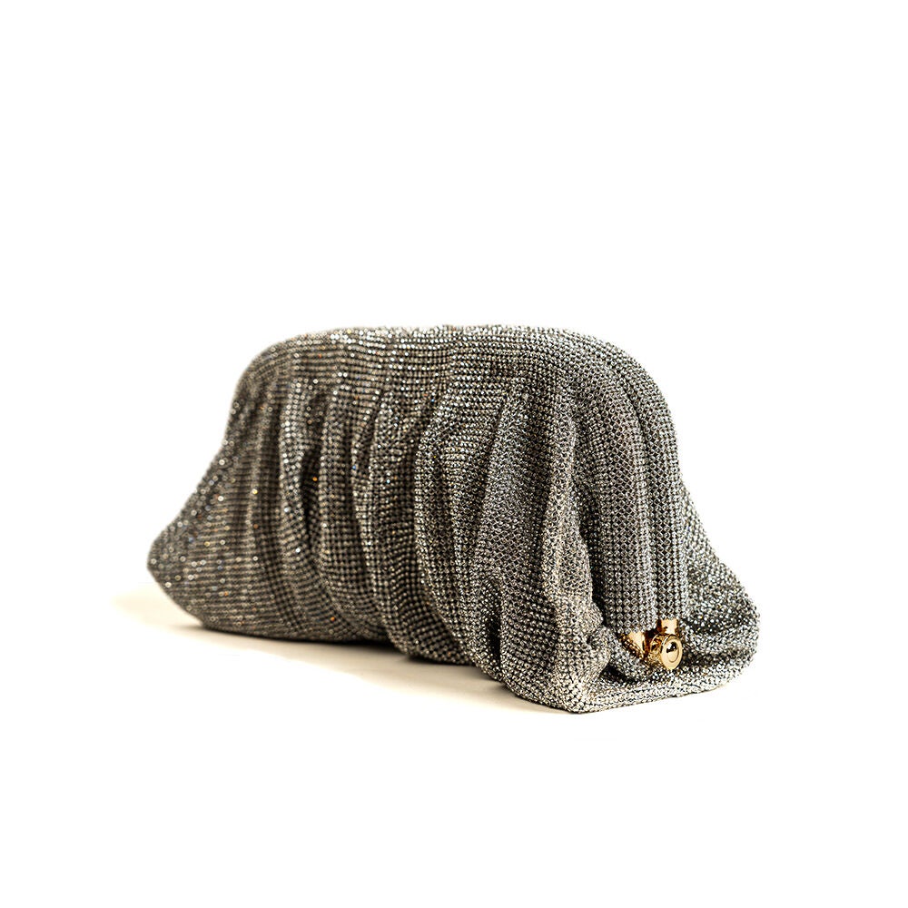 Crystal Embellished Bag With Detachable Chain - Silver, SILVER, hi-res image number 0