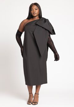 One Shoulder Bow Column Dress