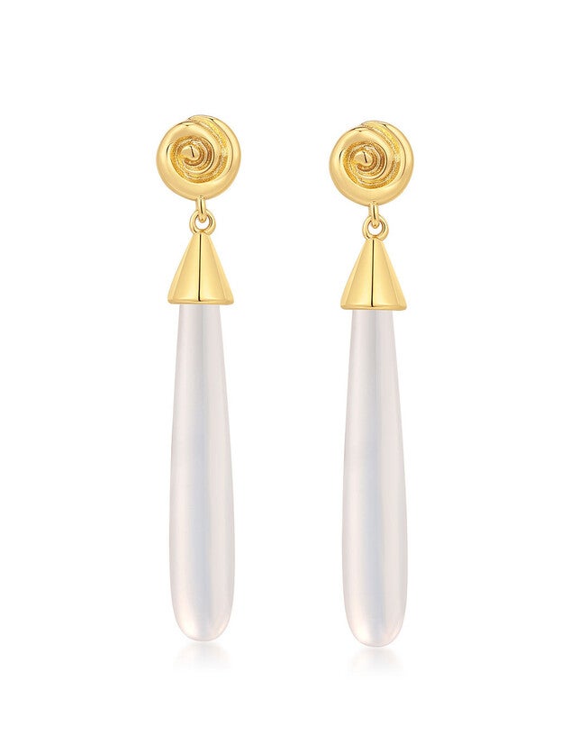The Coquille Stone Drop Studs- Gold, GOLD, hi-res image number 0