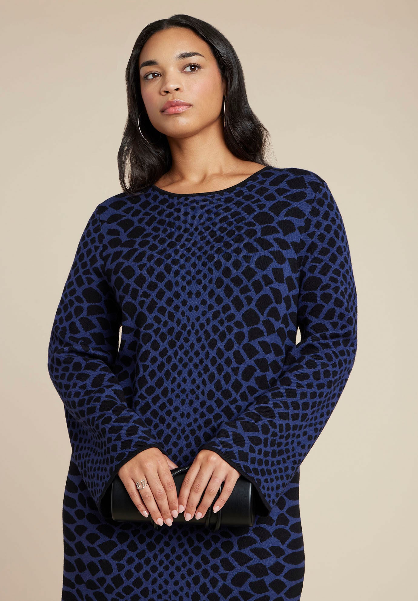 Wide Sleeve Sweater Dress, SNAKE, alternate image number 3