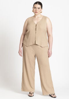 Textured Wide Leg Pant