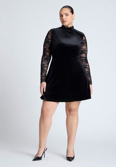 Velvet Mini Dress With Lace
