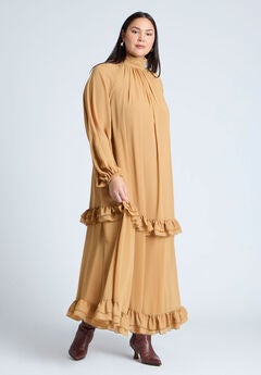 Ruffle Oversized Trapeze Maxi Dress