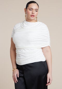 Sleeve Overlay Draped Top