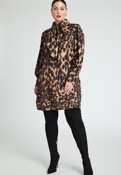 Leopard Bow Tie Mini Dress