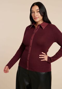 Faux Leather Detail Sweater