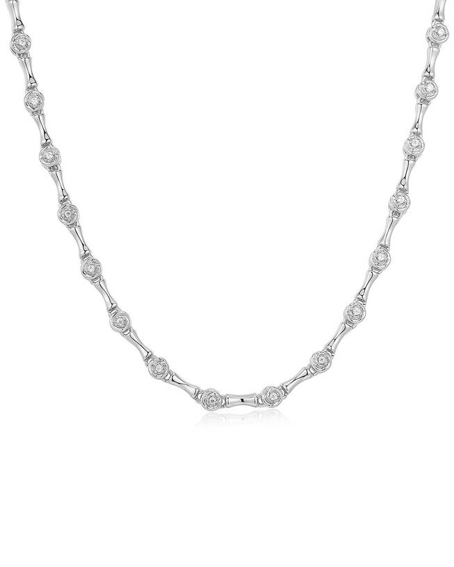 The Coquille Tennis Necklace- Silver, SILVER, hi-res image number 0